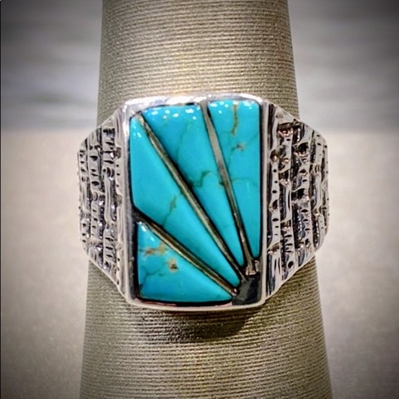 Other - Sterling Silver Navajo Design Ring With Turquoise Sunrays
